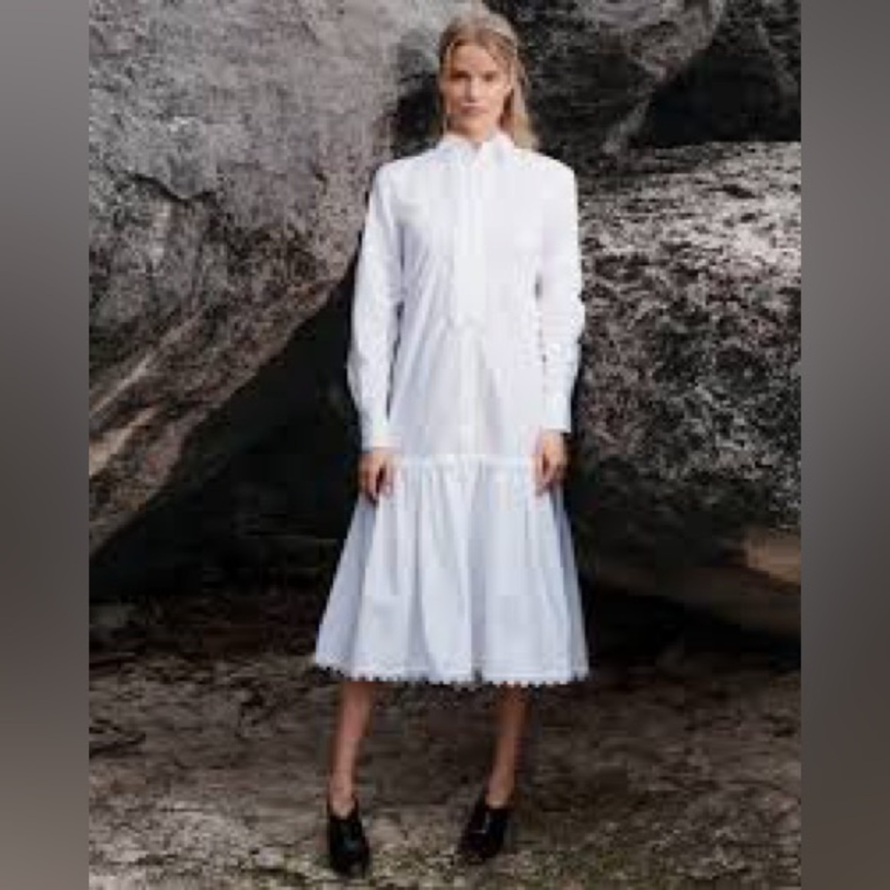 Tory Burch Scalloped Cotton Shirt Dress, 6, Like New